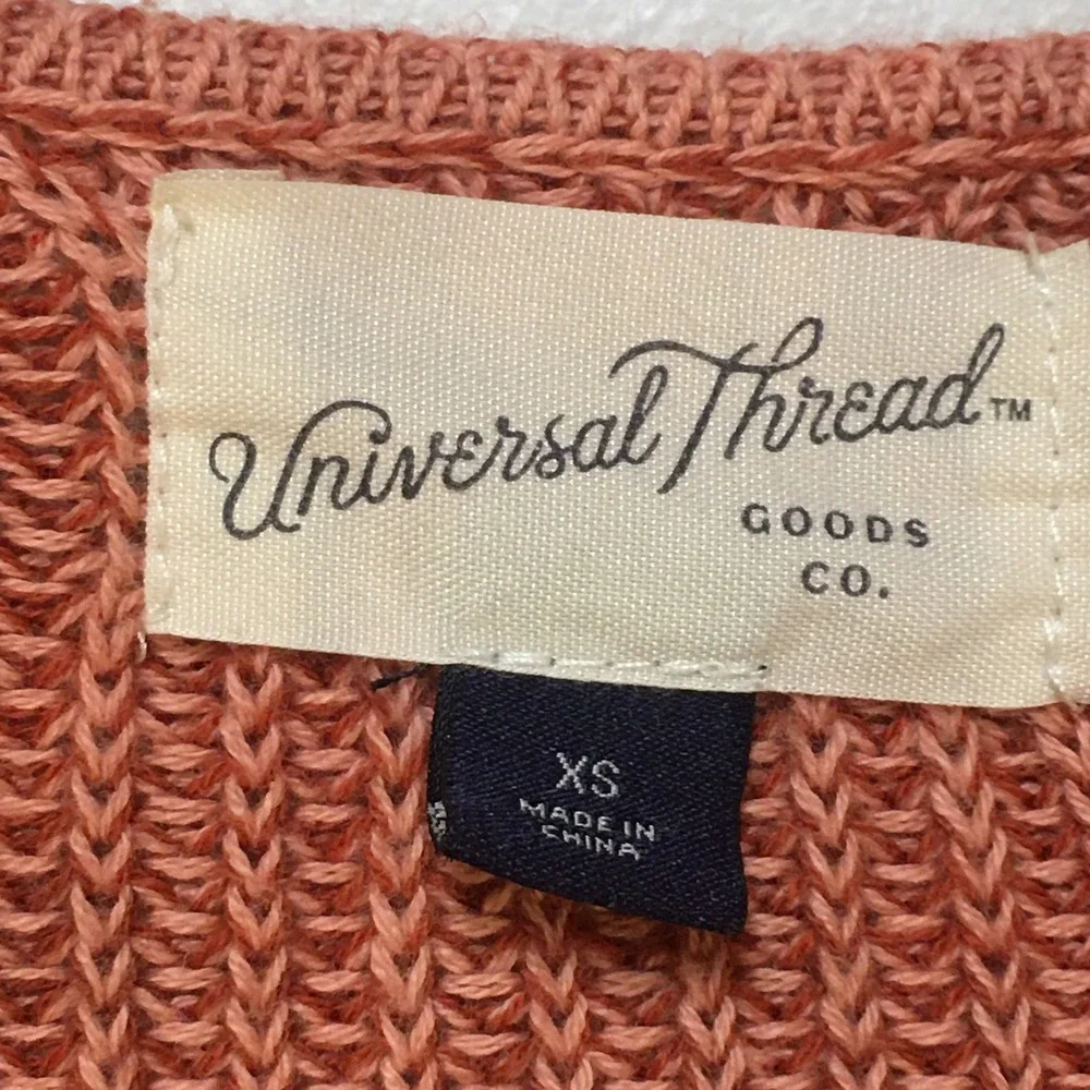 Universal Thread Cardigan Women XS Pink Cotton Shaker Knit Open Front Pocket